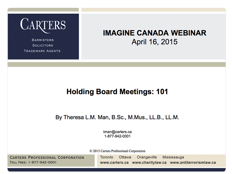 Holding Board Meetings 101 slide